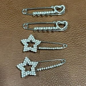 Silver or Heart Safety Pin for Clothes
